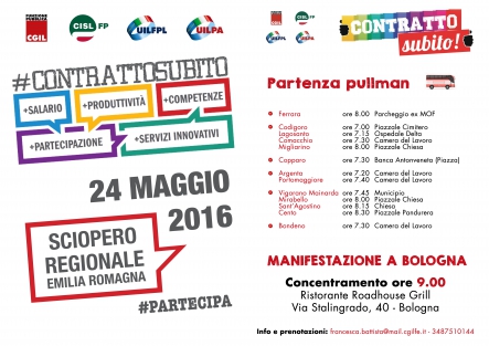 MARTEDÌ 24 MAGGIO SCIOPERO REGIONALE A BOLOGNA DEL PUBBLICO IMPIEGO