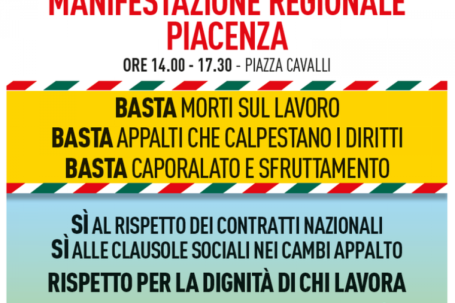 Manifestazione regionale per la dignità del lavoro