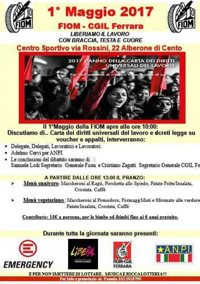 Primo Maggio Fiom Cgil ad Alberone di Cento