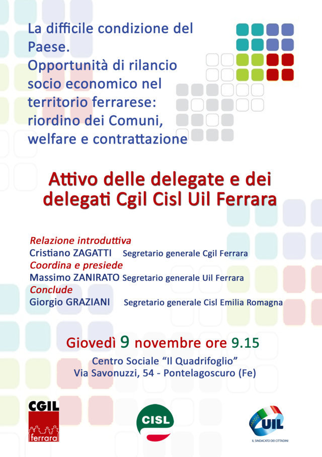 Attivo unitario delle delegate e dei delegati Cgil Cisl Uil