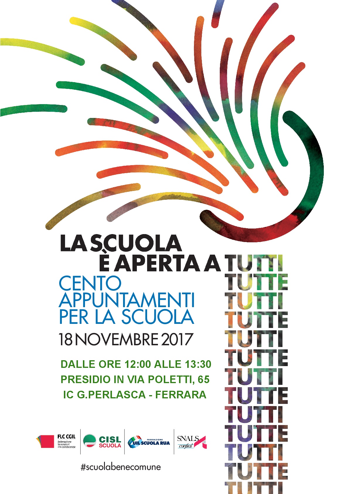 Presidio a Ferrara “La scuola è aperta a tutti e a tutte” sabato 18 novembre