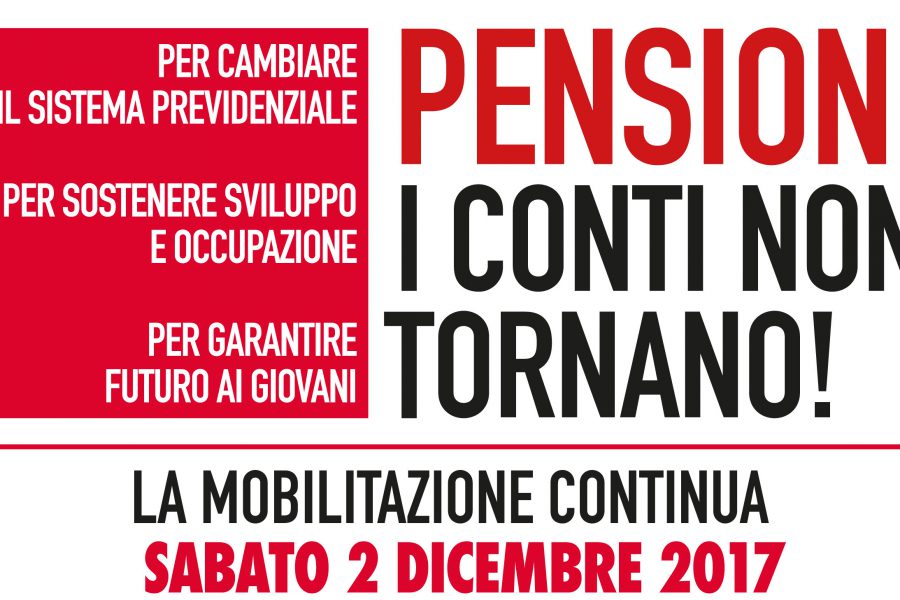 Manifestazione a Roma sabato 2 dicembre “Pensioni i conti non tornano!”