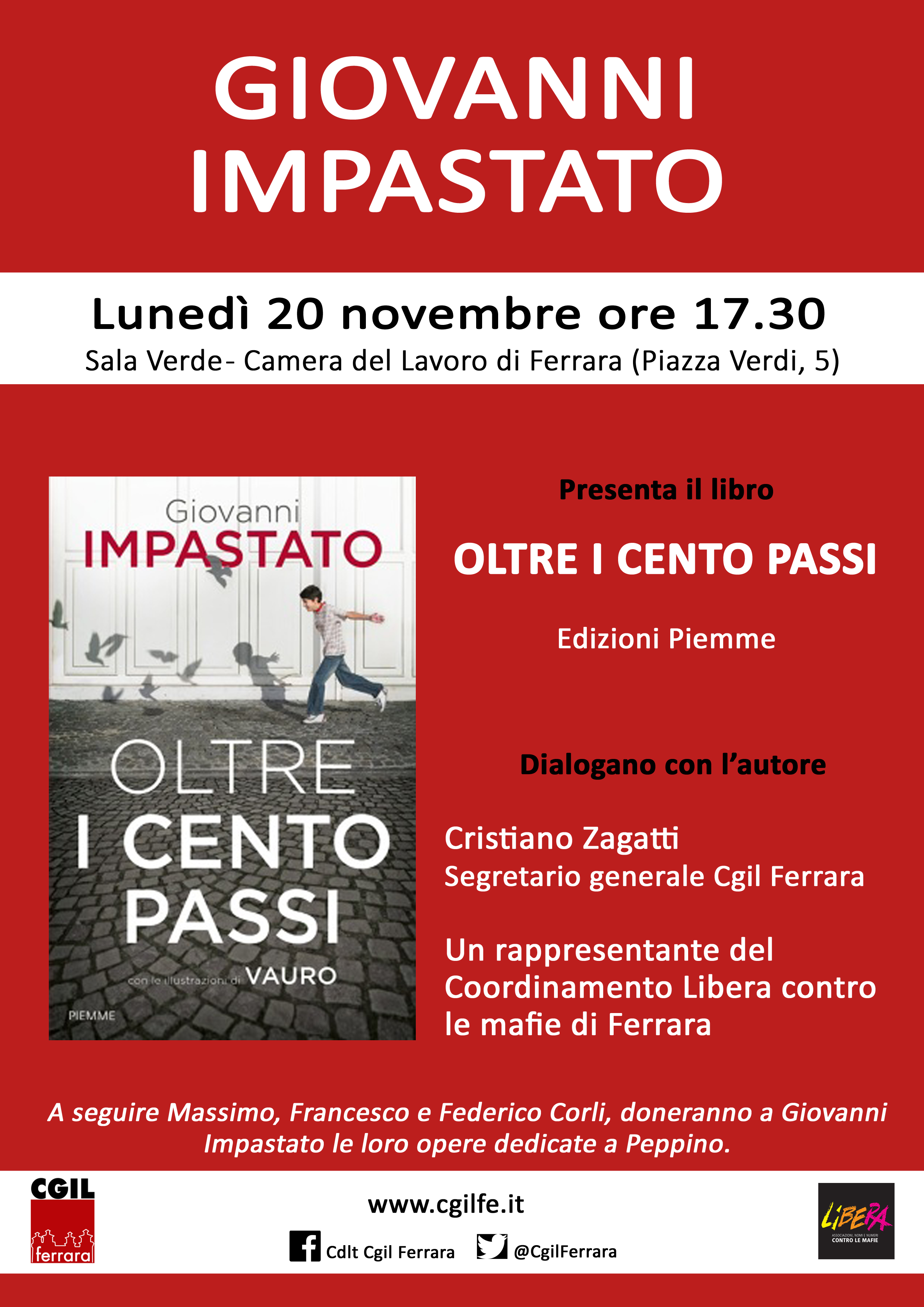 “Oltre i cento passi”: Giovanni Impastato presenta il suo libro alla Cgil di Ferrara