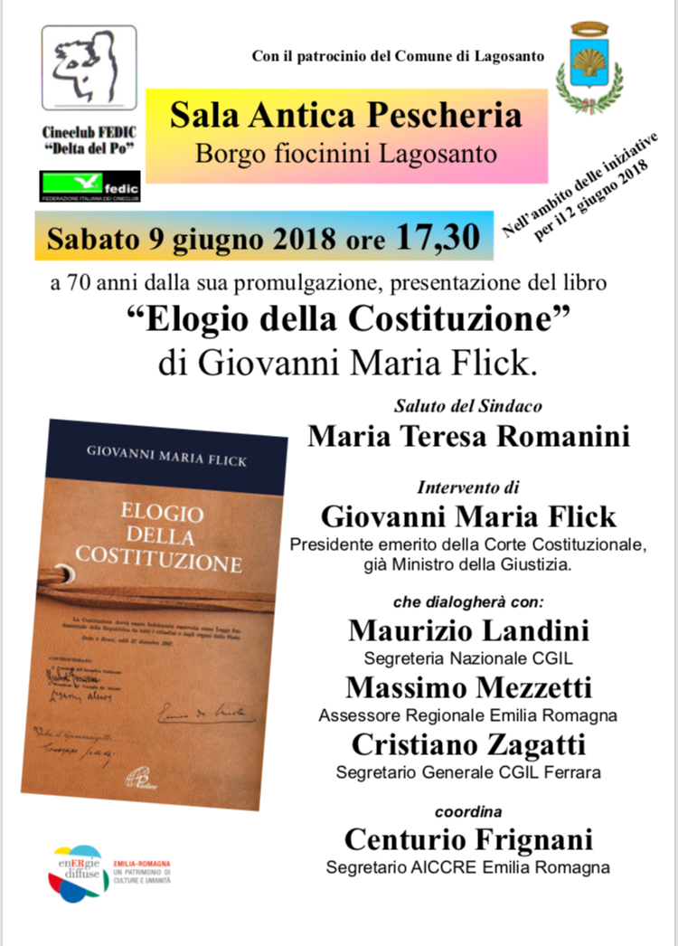 Elogio della Costituzione: sabato 9 giugno presentazione del libro di Flick