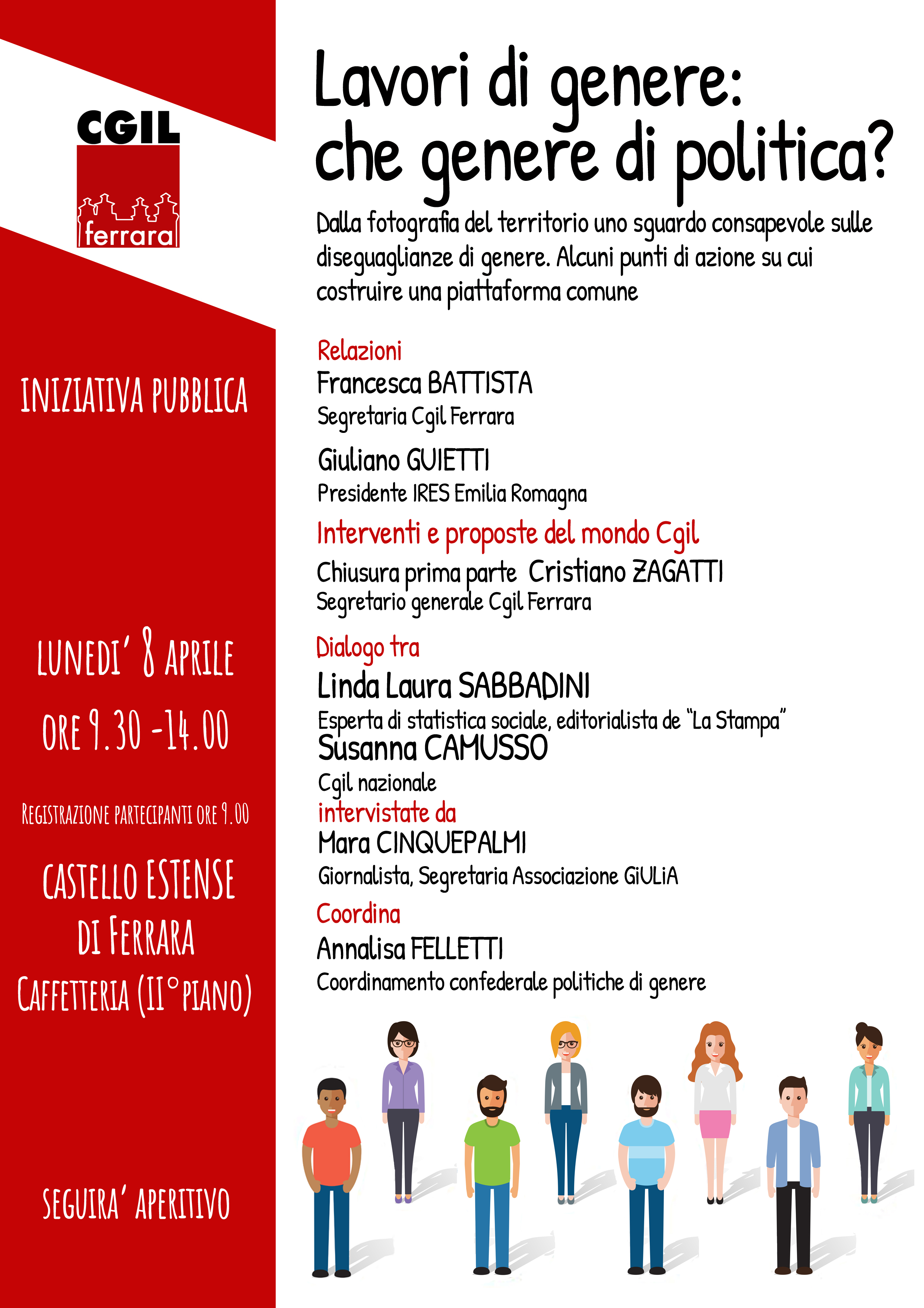 Lavori di genere: che genere di politica? Lunedì 8 aprile iniziativa pubblica in Castello Estense