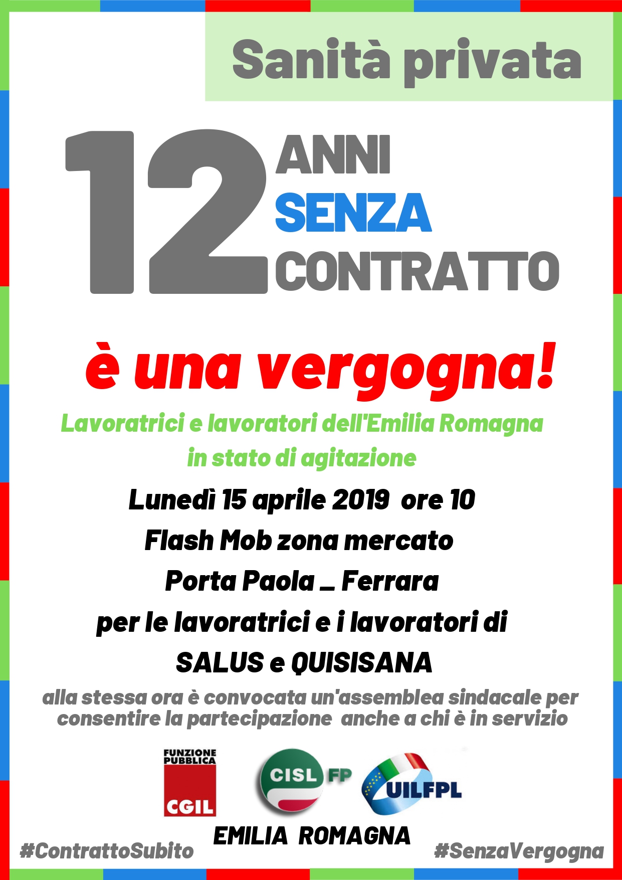12 anni senza contratto: flash mob per la sanità privata a Ferrara lunedì 15 aprile
