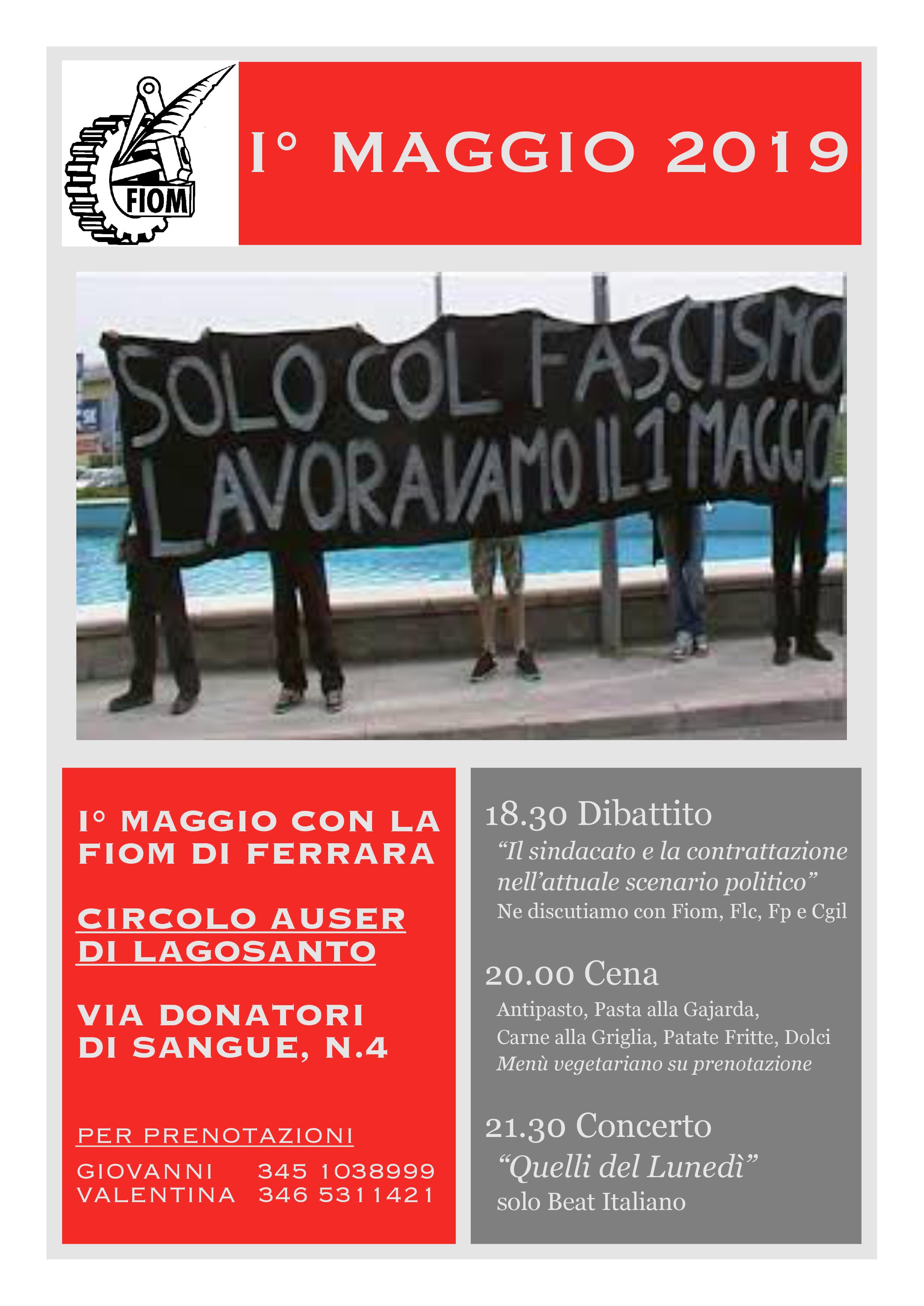 Primo Maggio: iniziativa Fiom Cgil a Lagosanto