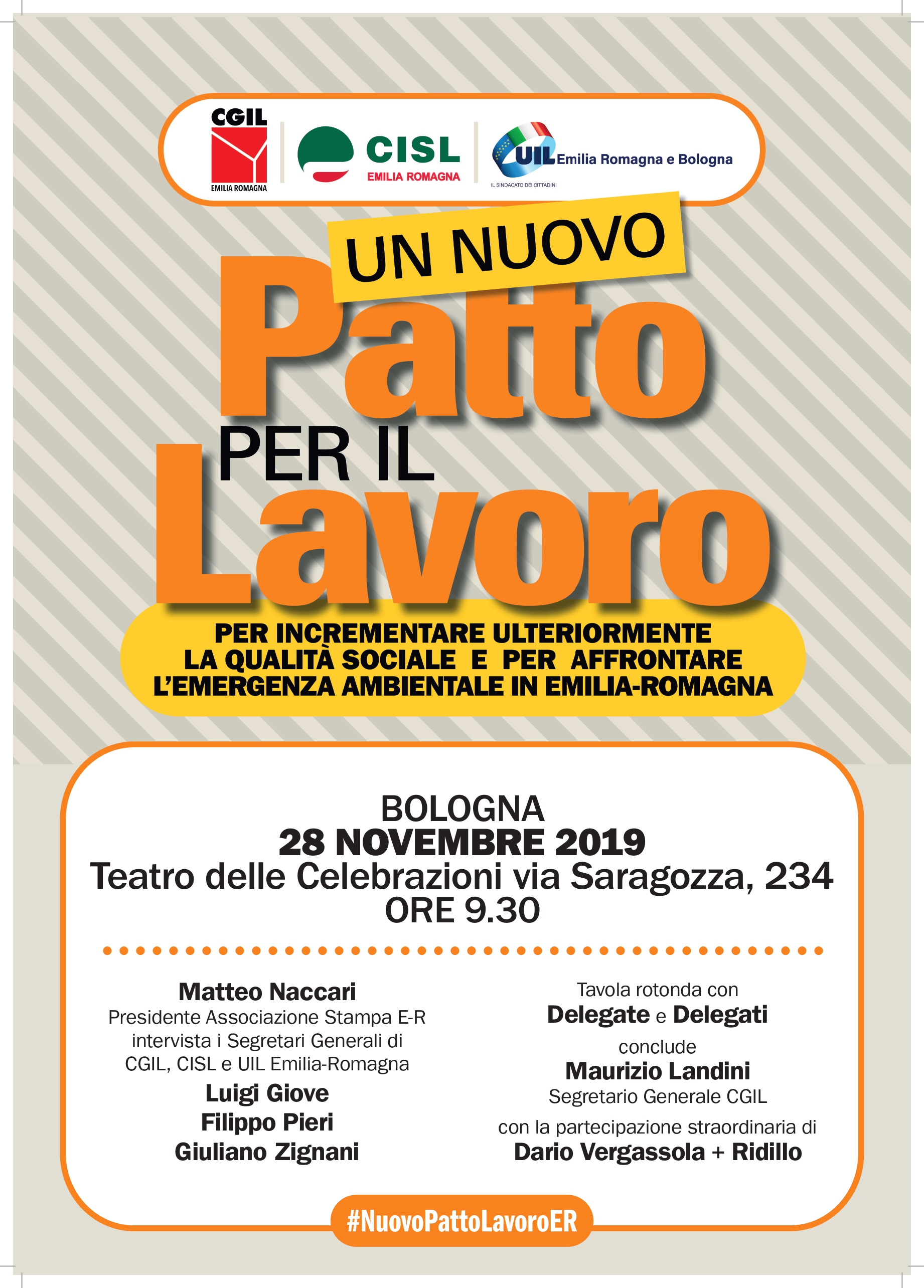 Un nuovo Patto per il Lavoro: Cgil, Cisl, Uil a Bologna giovedì 28 novembre