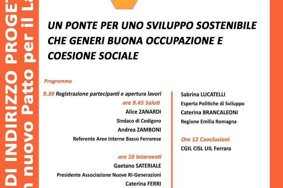 Aree interne Basso Ferrarese: giovedì 23 gennaio uno spazio di indirizzo progettuale organizzato da Cgil Cisl Uil