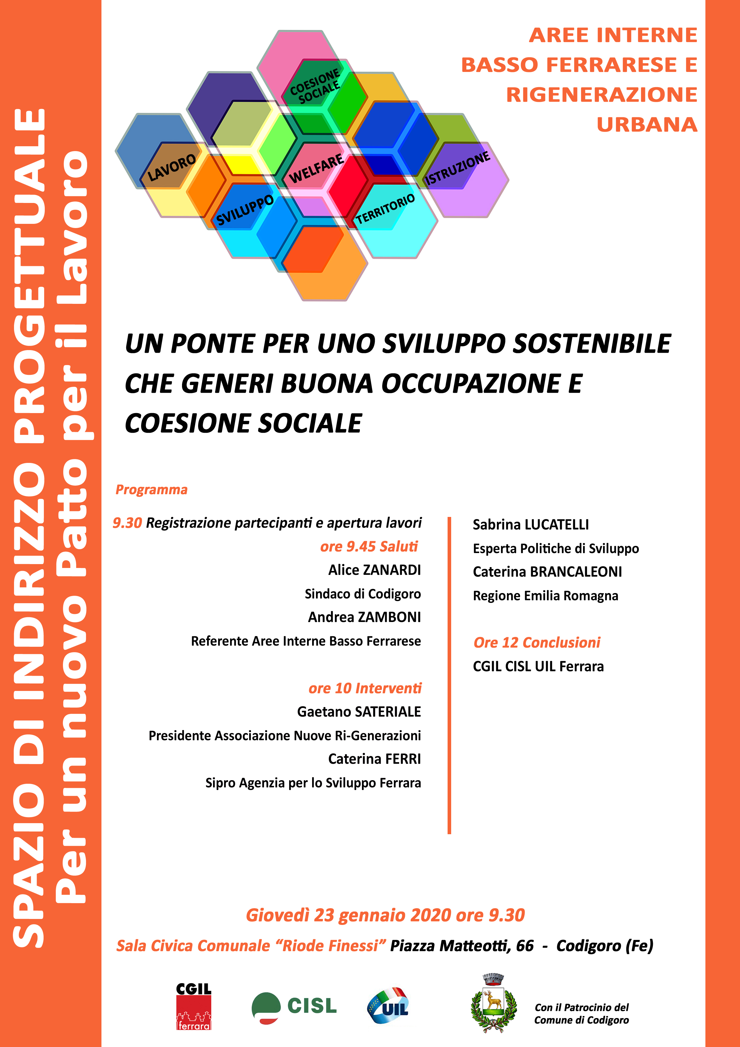 Aree interne Basso Ferrarese: giovedì 23 gennaio uno spazio di indirizzo progettuale organizzato da Cgil Cisl Uil