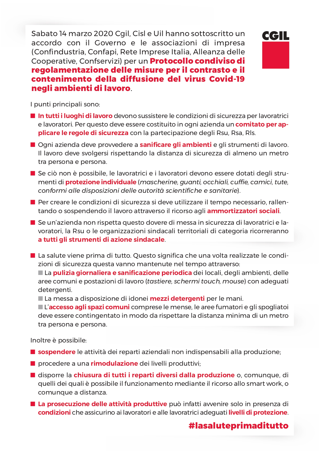 Protocollo di regolamentazione delle misure per il contrasto e il contenimento della diffusione del virus Covid-19 negli ambienti di lavoro