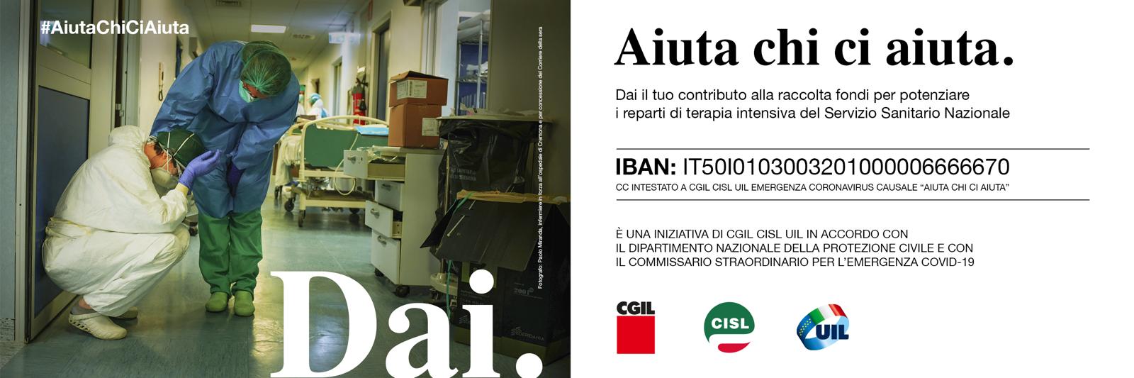 “Dai. Aiuta chi ci aiuta”. Campagna di sottoscrizione promossa da Cgil, Cisl, Uil