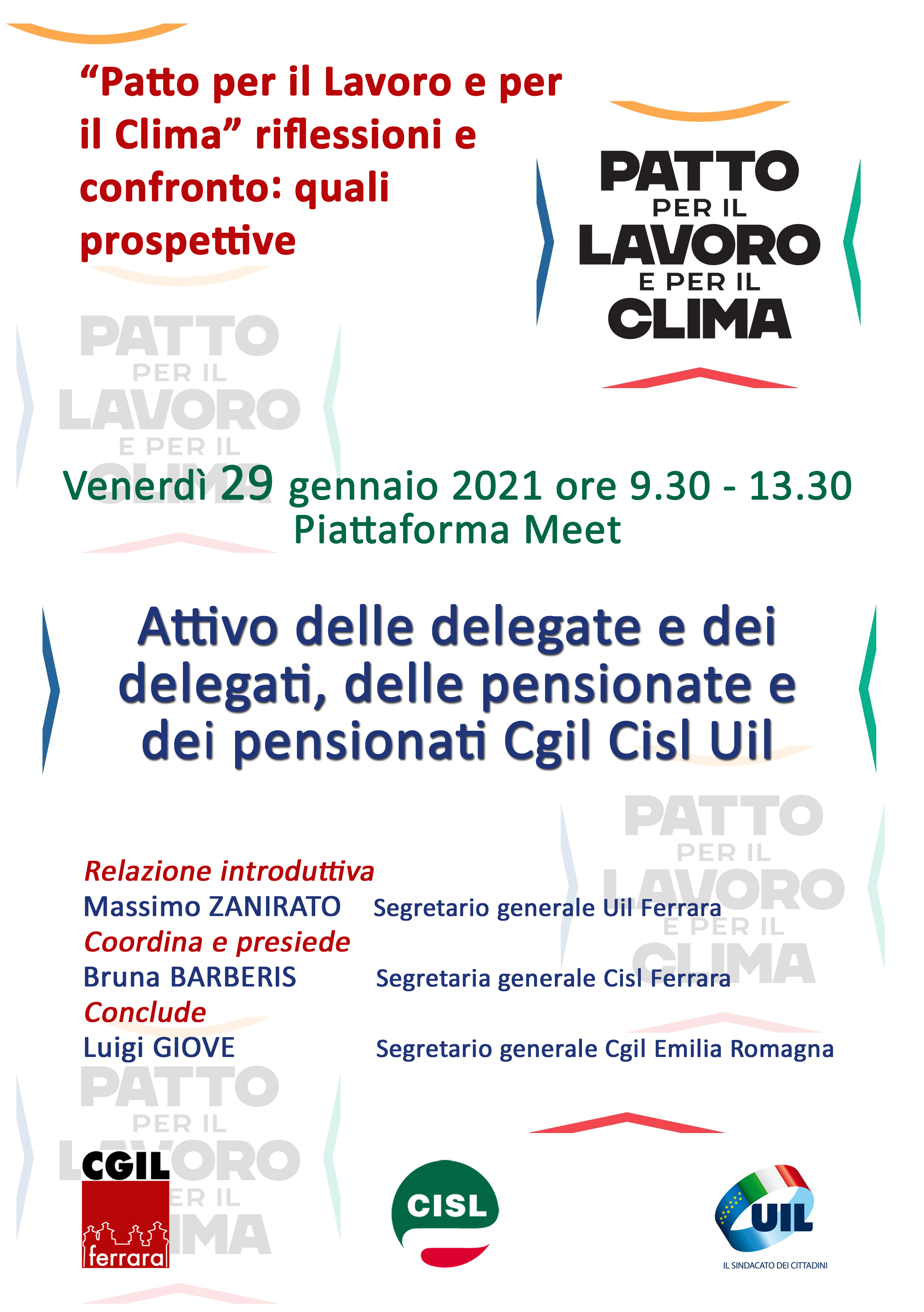 “Patto per il Lavoro e per il Clima” riflessioni e confronto: quali prospettive