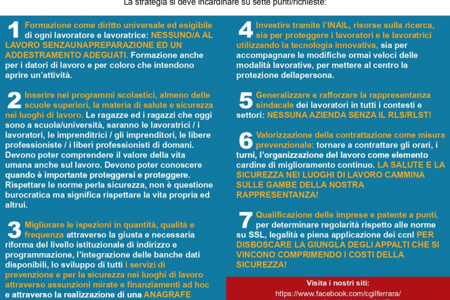 Fermiamo la strage nei luoghi di lavoro. Giovedì 20 maggio assemblea a Ferrara