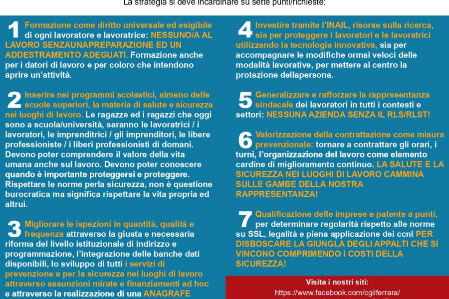 Fermiamo la strage nei luoghi di lavoro. Giovedì 20 maggio assemblea a Ferrara