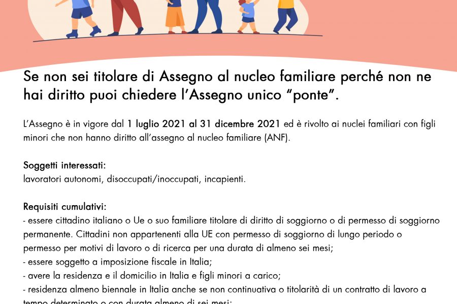 E’ in vigore dal 1 luglio 2021 l’assegno unico “ponte”