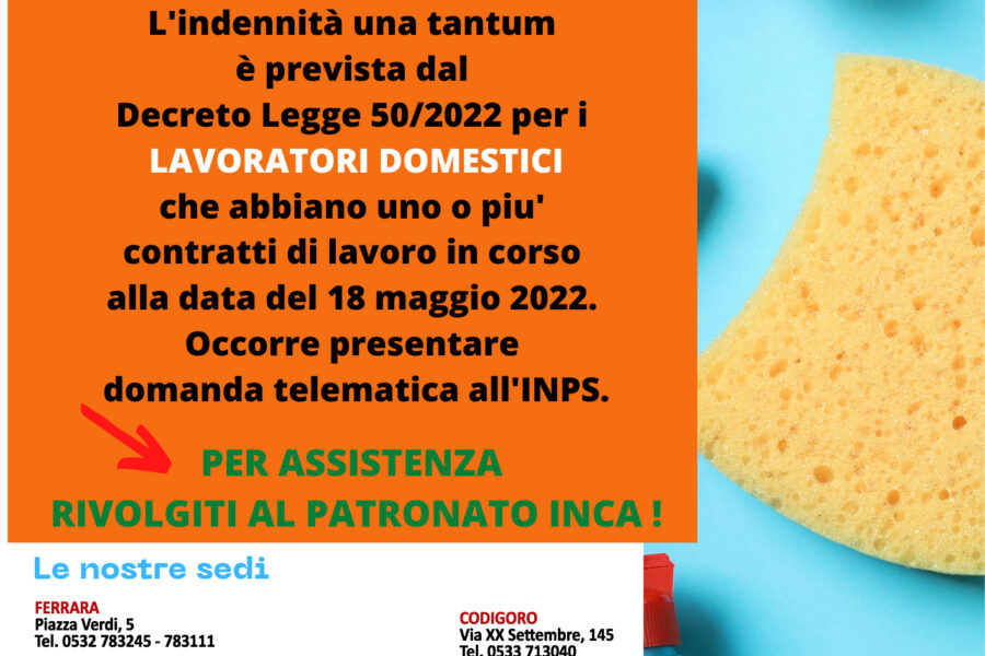 Bonus 200 euro lavoratori domestici: rivolgiti al Patronato Inca Cgil