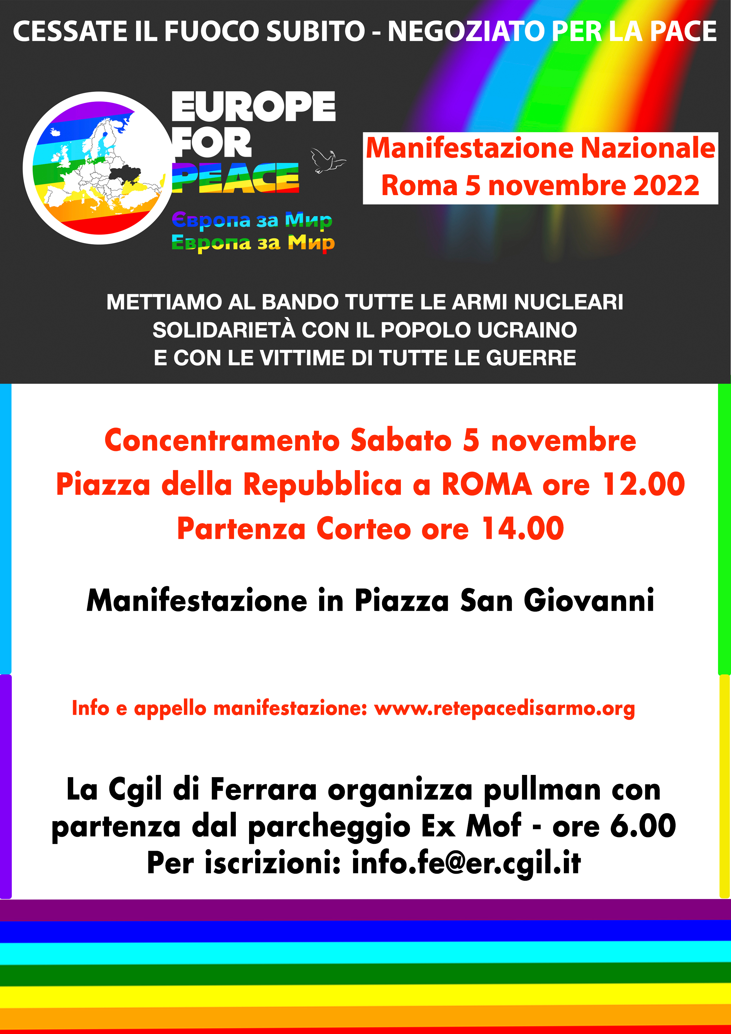 “Cessate il fuoco subito – negoziato per la pace” manifestazione nazionale