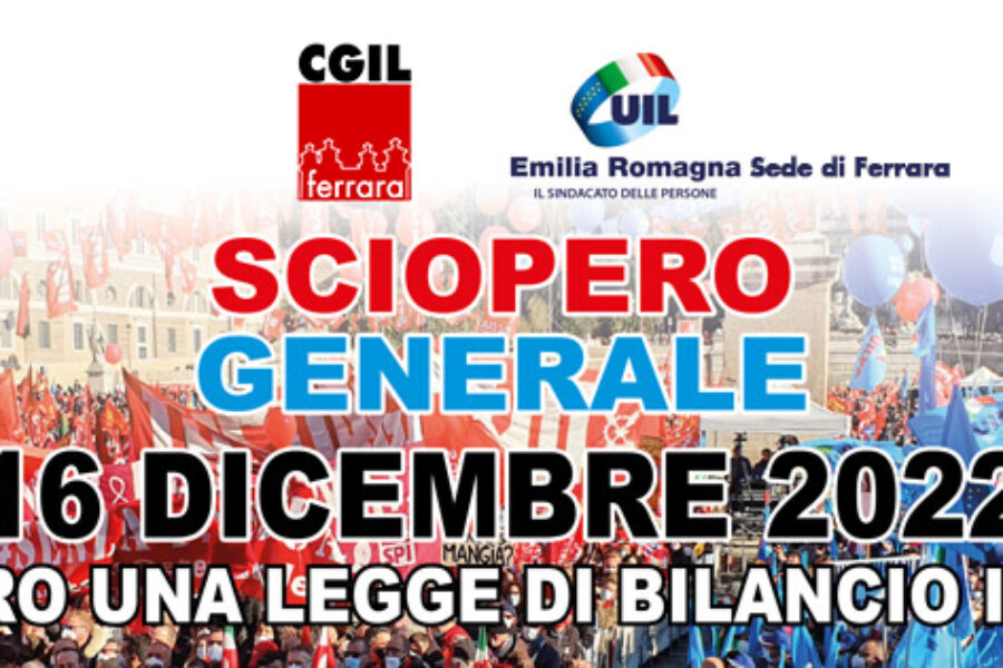 Sciopero generale venerdì 16 dicembre con presidio