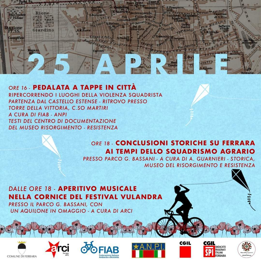 25 Aprile: pedalata a tappe in città ripercorrendo i luoghi della violenza squadrista