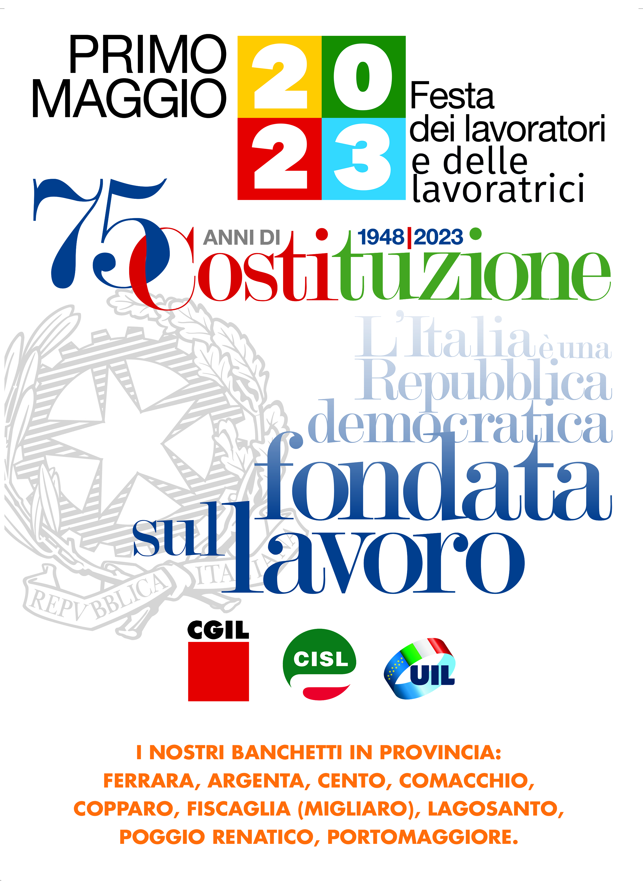Primo Maggio CGIL CISL UIL: tutte le iniziative in provincia di Ferrara