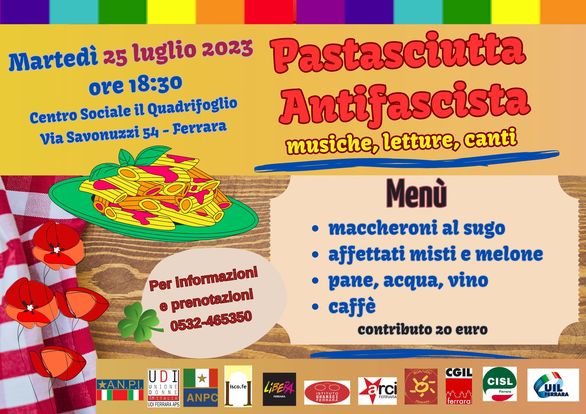 25 luglio Pastasciutta antifascista: le iniziative sul territorio