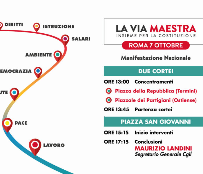 La via maestra: manifestazione nazionale a Roma sabato 7 ottobre
