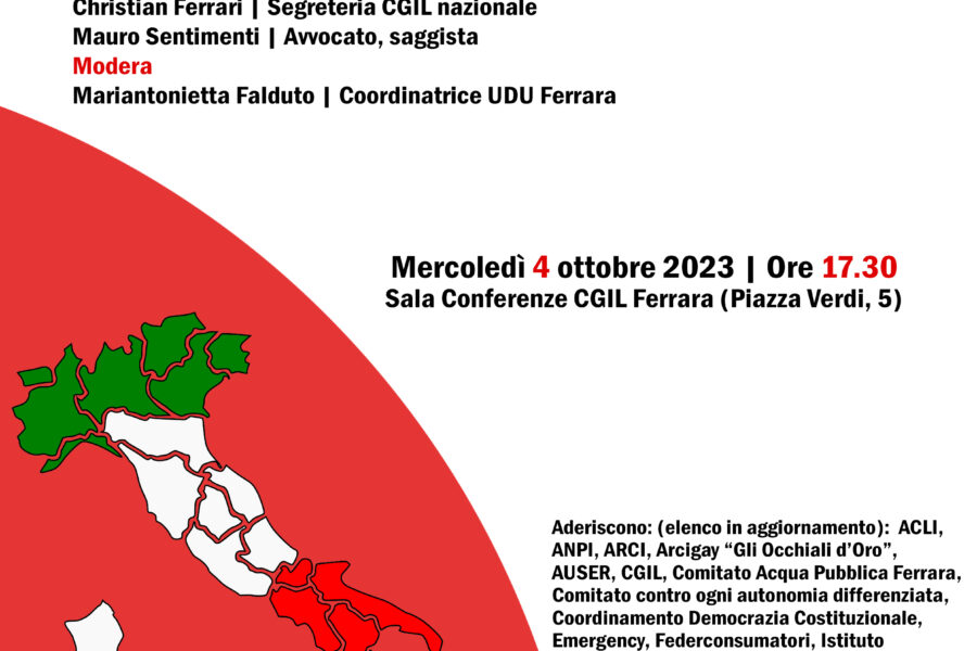 Iniziativa pubblica “Autonomia differenziata una riforma sbagliata”