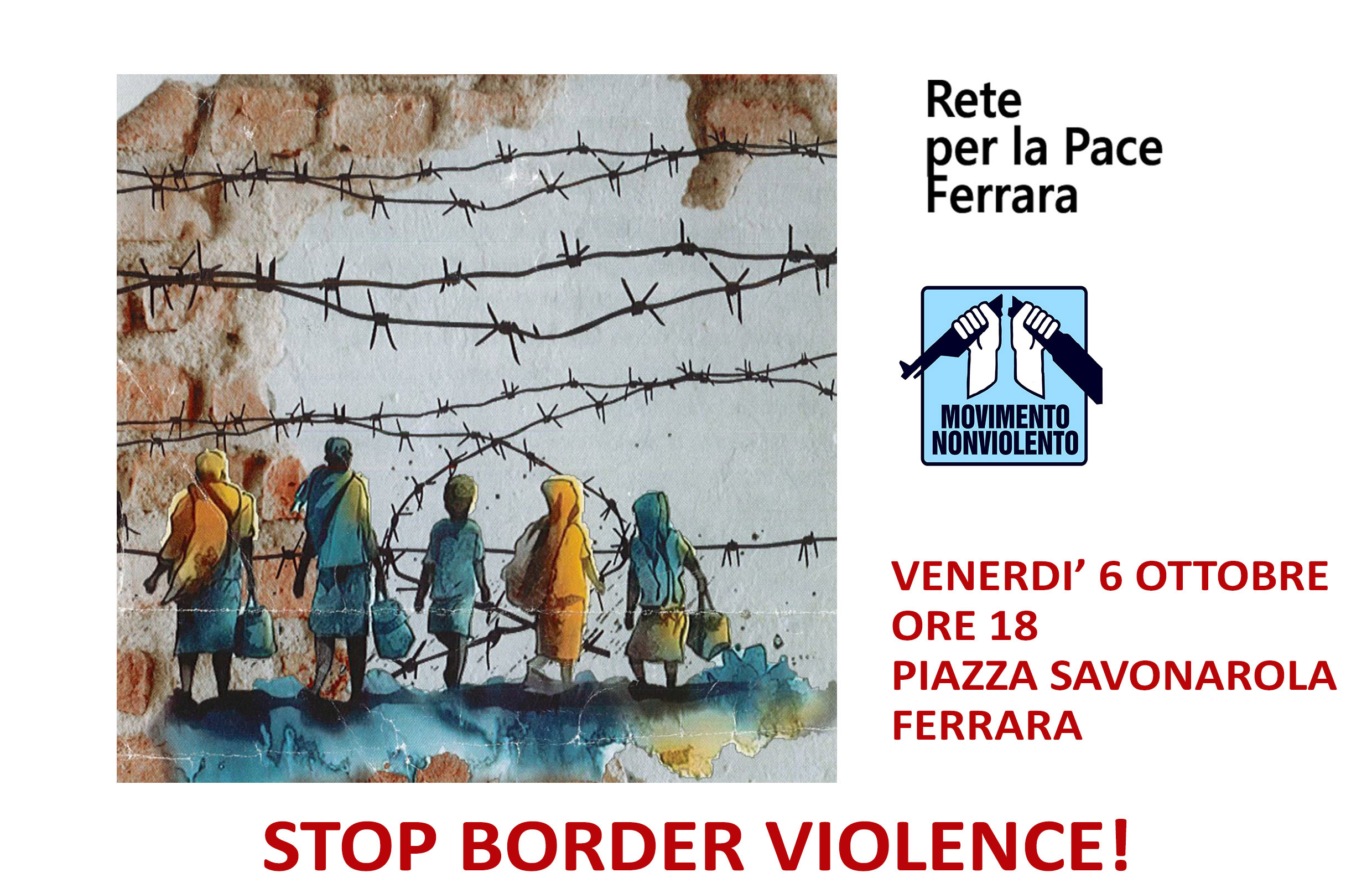 Flash mob “Stop border violence!” venerdì 6 ottobre ore 18 a Ferrara