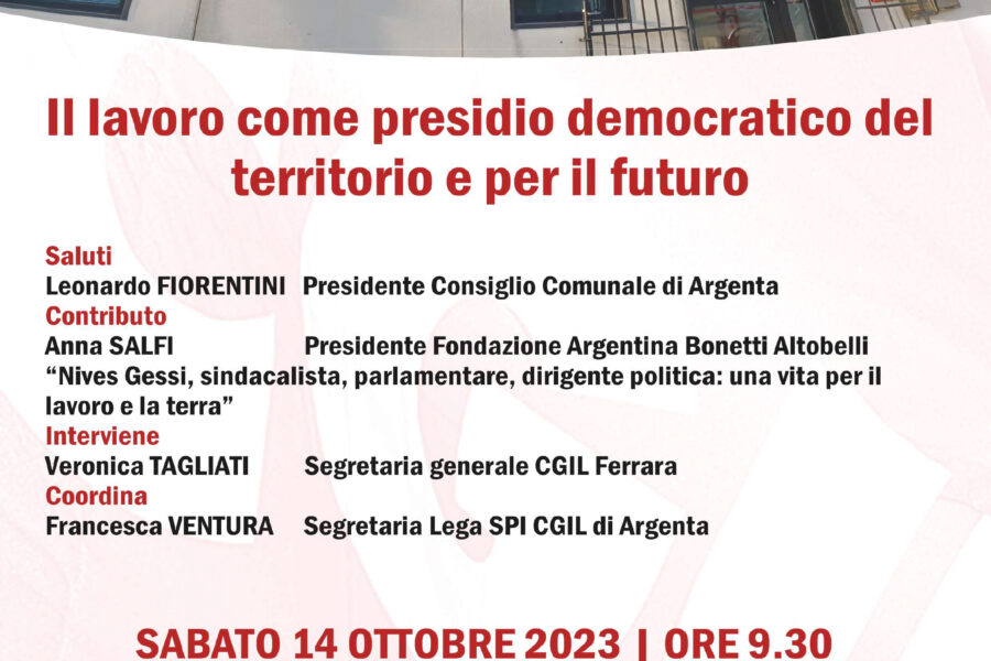 Inaugurazione rinnovata Camera del Lavoro di Argenta sabato 14 ottobre