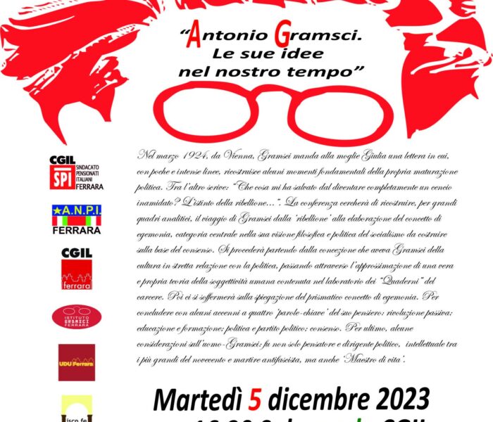 “Antonio Gramsci. Le sue idee nel nostro tempo” martedì 5 dicembre in Cgil