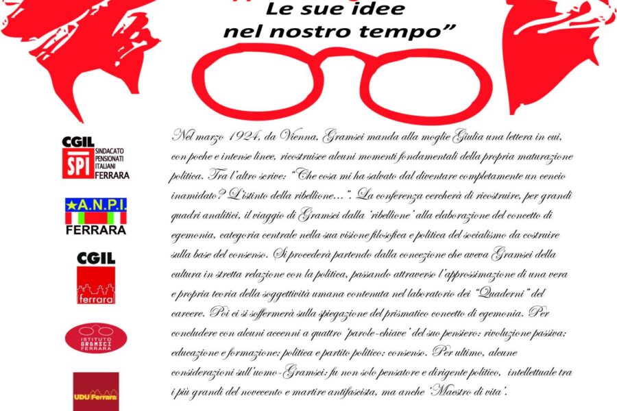 “Antonio Gramsci. Le sue idee nel nostro tempo” martedì 5 dicembre in Cgil