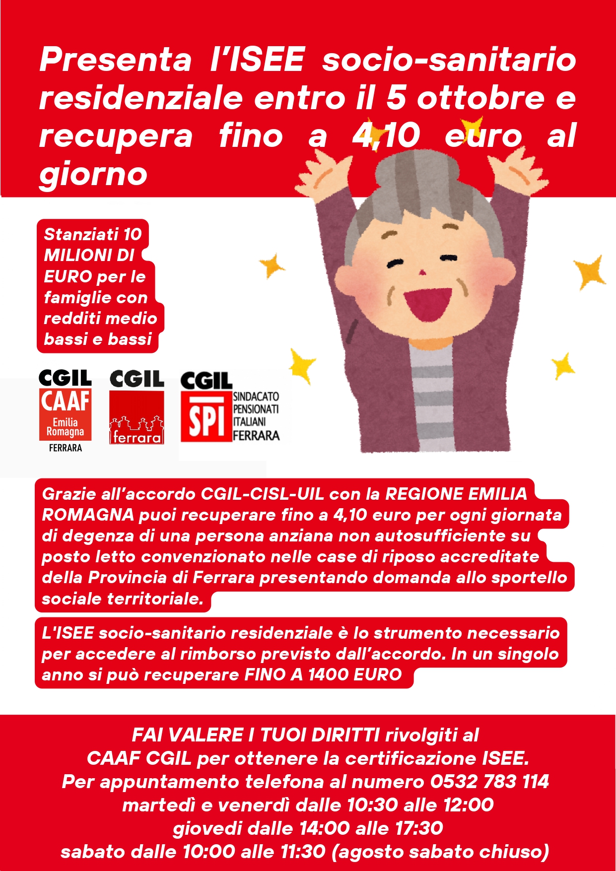 Contatta la Cgil per l’ISEE socio sanitario residenziale entro il 5 ottobre