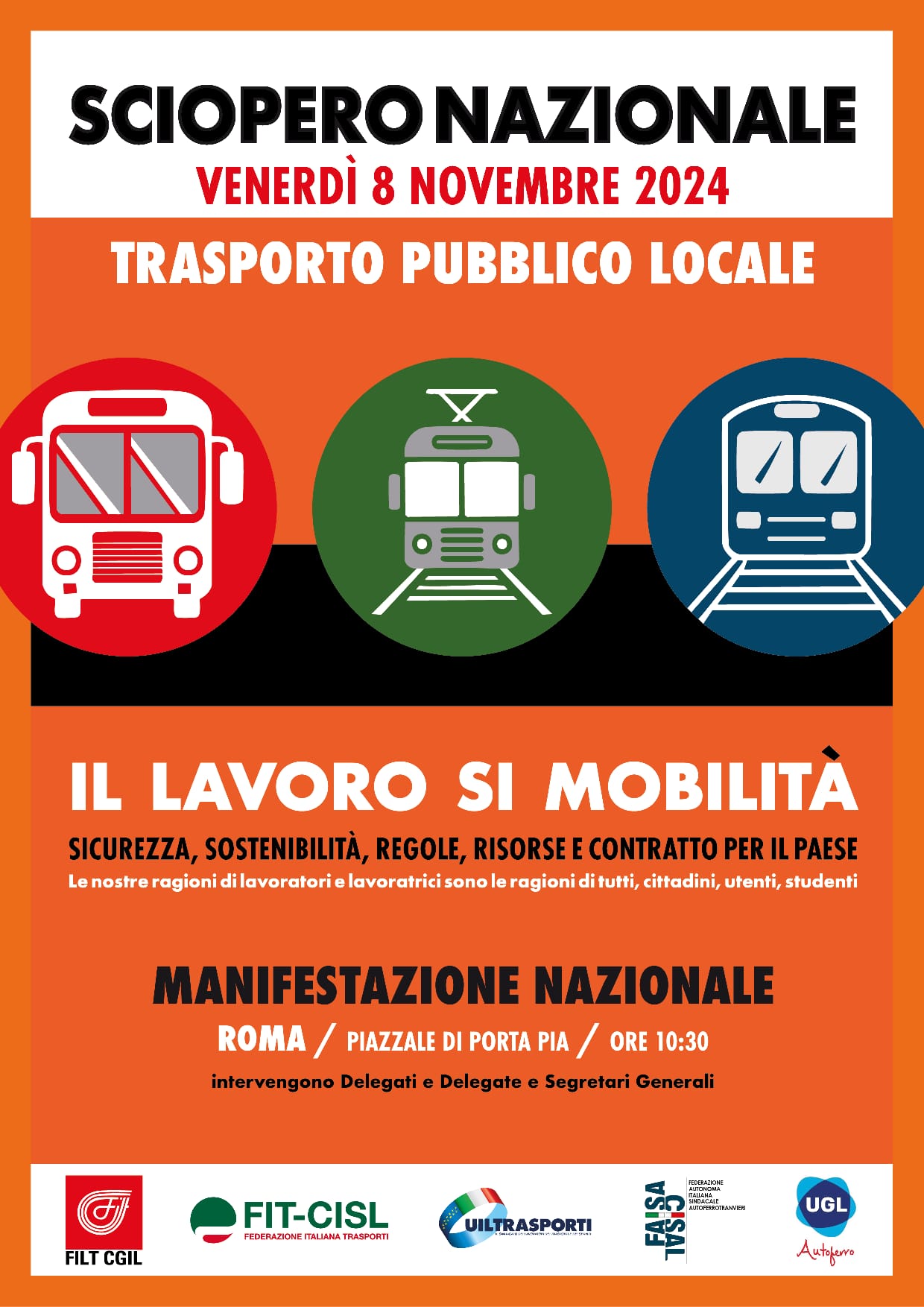 Sciopero nazionale del trasporto pubblico locale venerdì 8 novembre