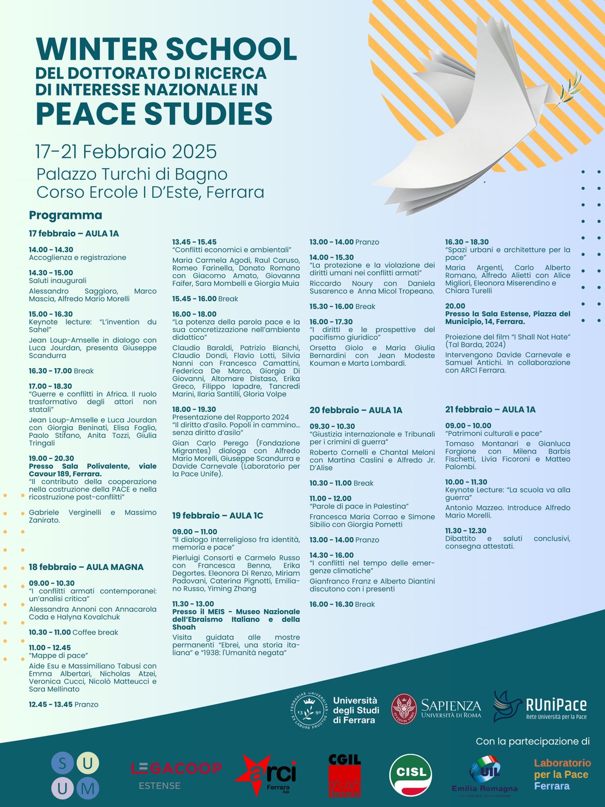 Peace Studies a Ferrara dal 17 al 21 febbraio 2025