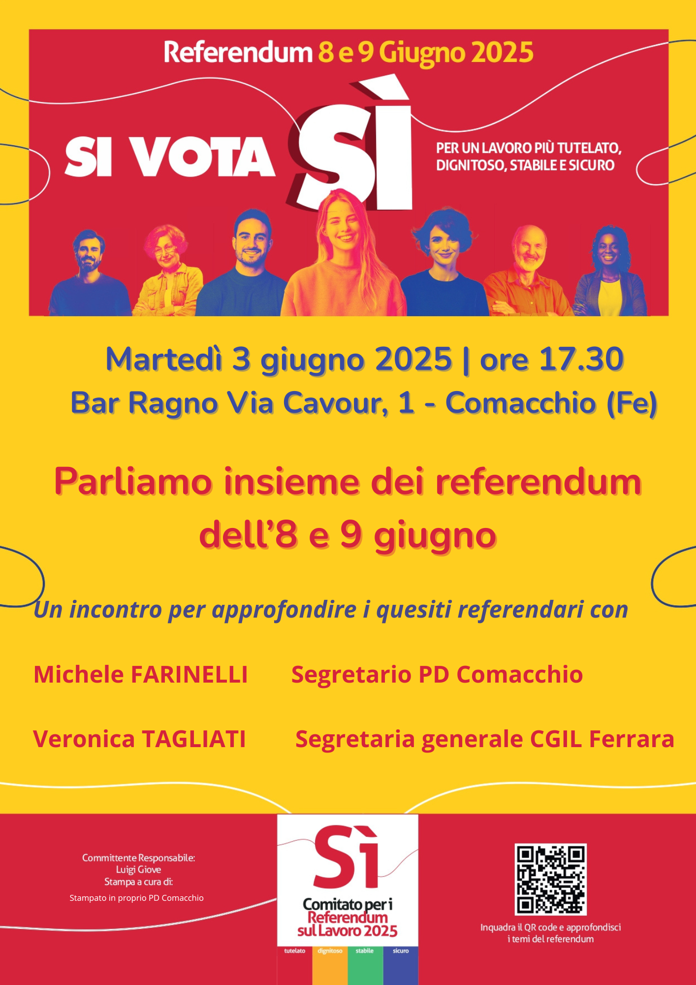 Parliamo insieme dei referendum a Comacchio martedì 3 giugno al Bar Ragno