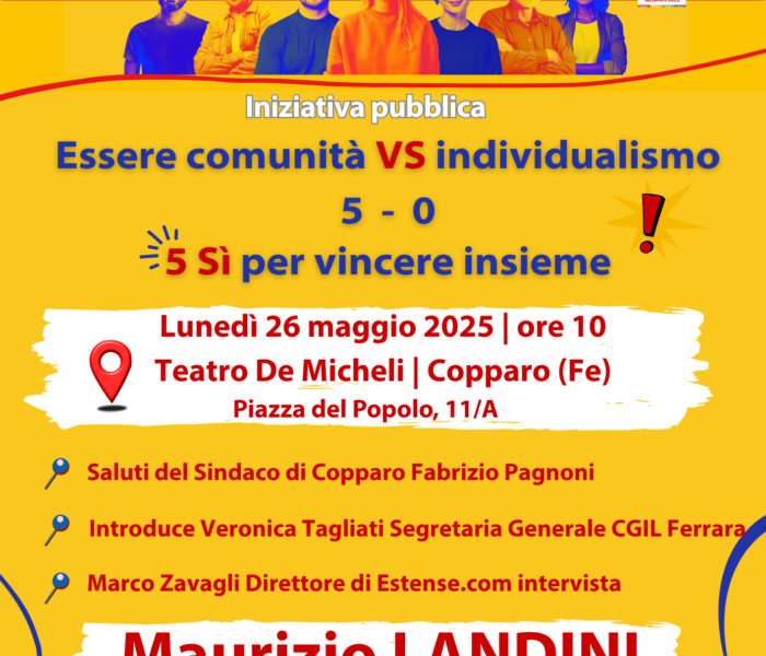 Referendum 2025: Maurizio Landini a Copparo lunedì 26 maggio