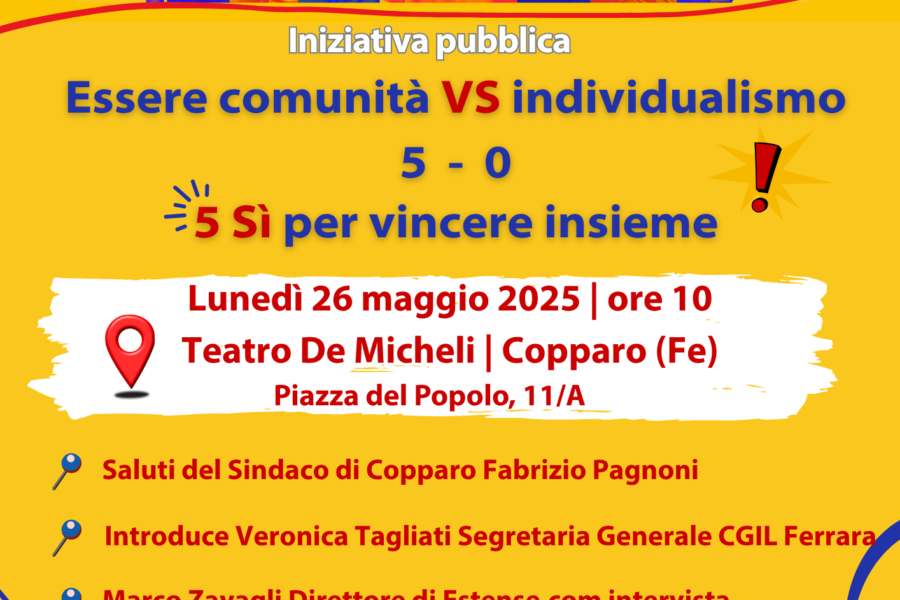 Referendum 2025: Maurizio Landini a Copparo lunedì 26 maggio