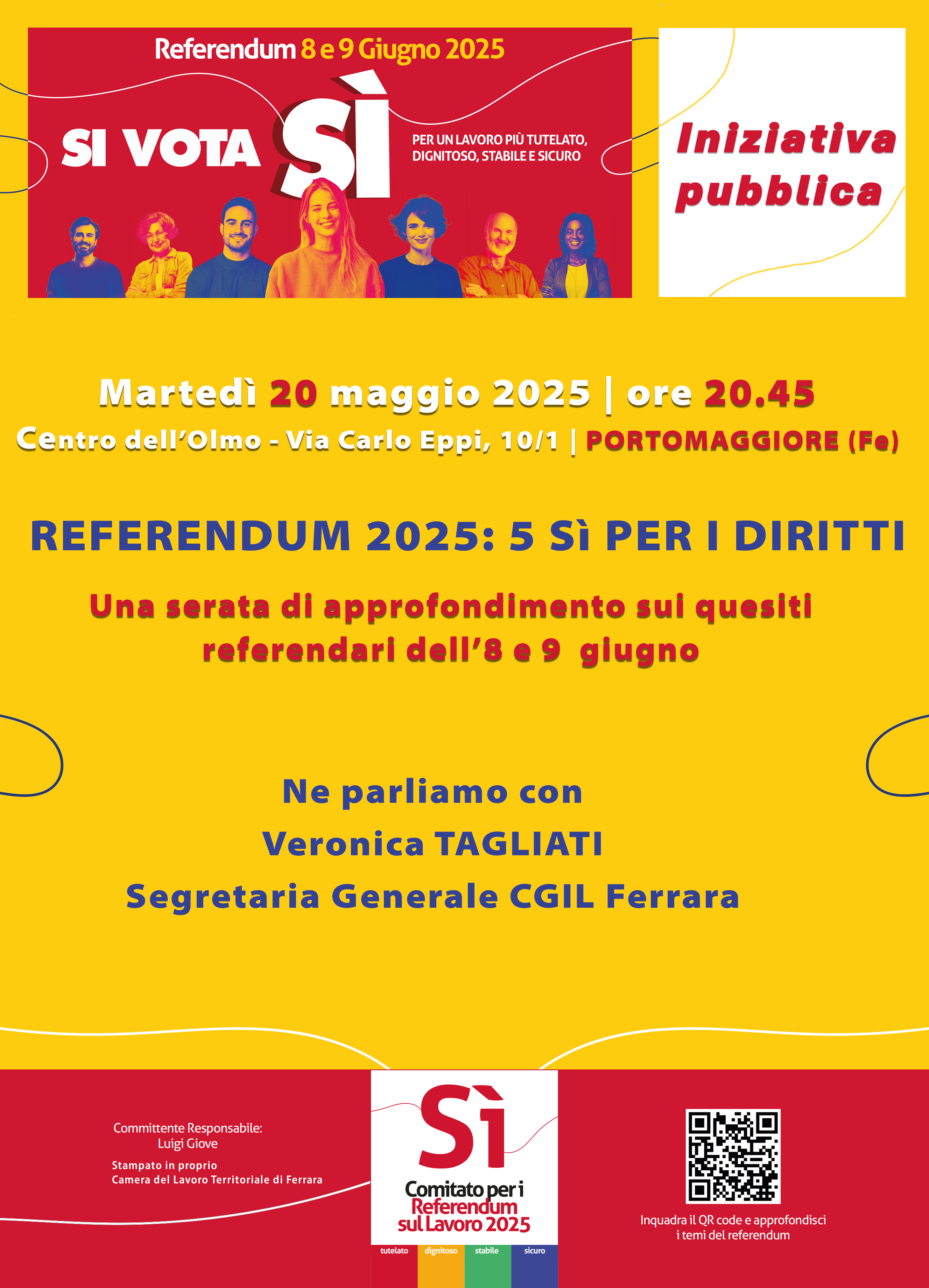 Referendum 2025: iniziativa pubblica a Portomaggiore martedì 20 maggio ore 20.45
