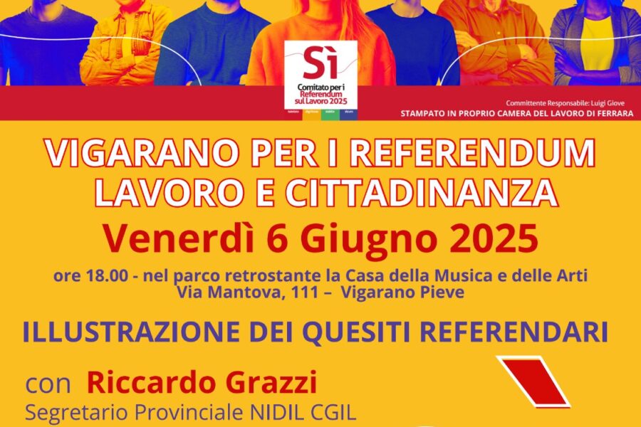 APERESI’ A VIGARANO: appuntamento venerdì 30 maggio e venerdì 6 giugno per i referendum 2025