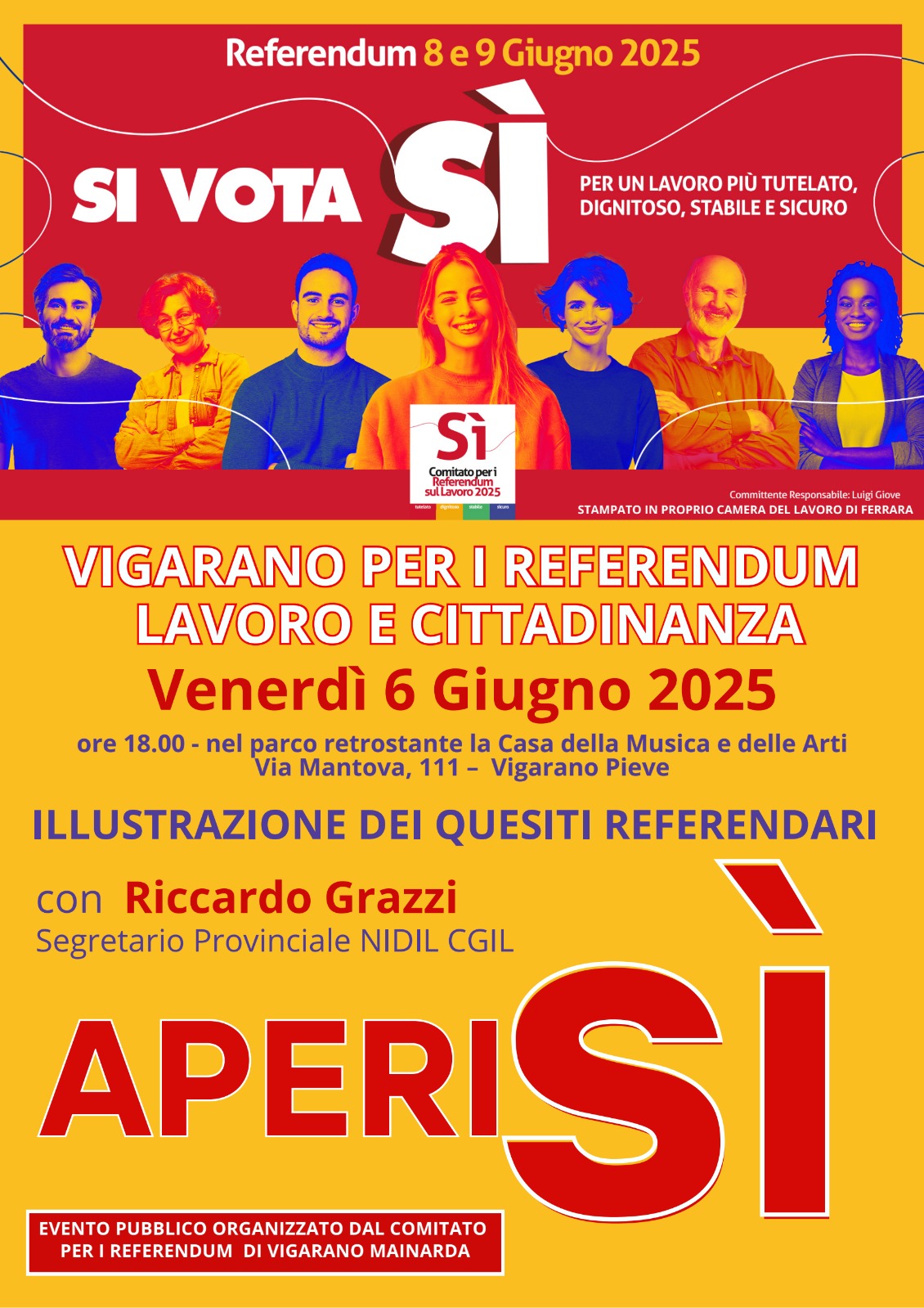 APERESI’ A VIGARANO: appuntamento venerdì 30 maggio e venerdì 6 giugno per i referendum 2025
