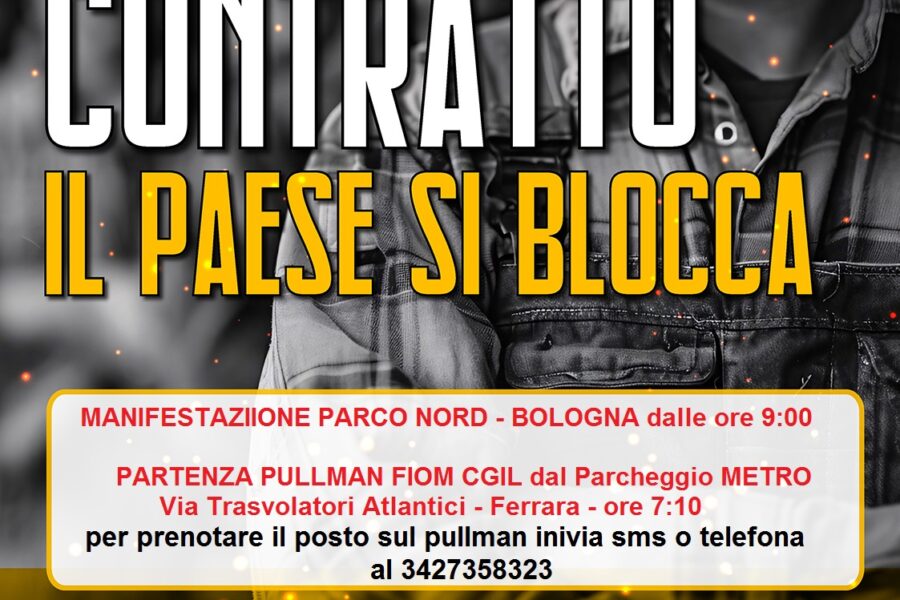 Venerdì 20 giugno sciopero con manifestazione per il rinnovo del contratto dei metalmeccanici