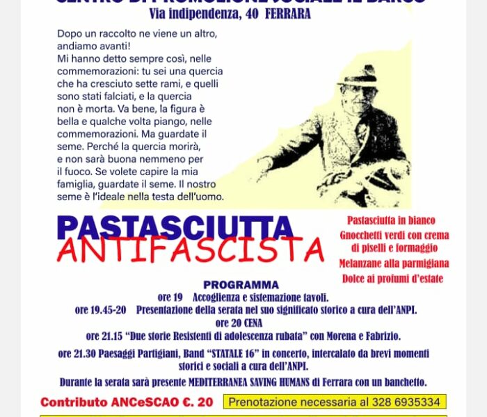 Pastasciutta antifascista a Ferrara e provincia