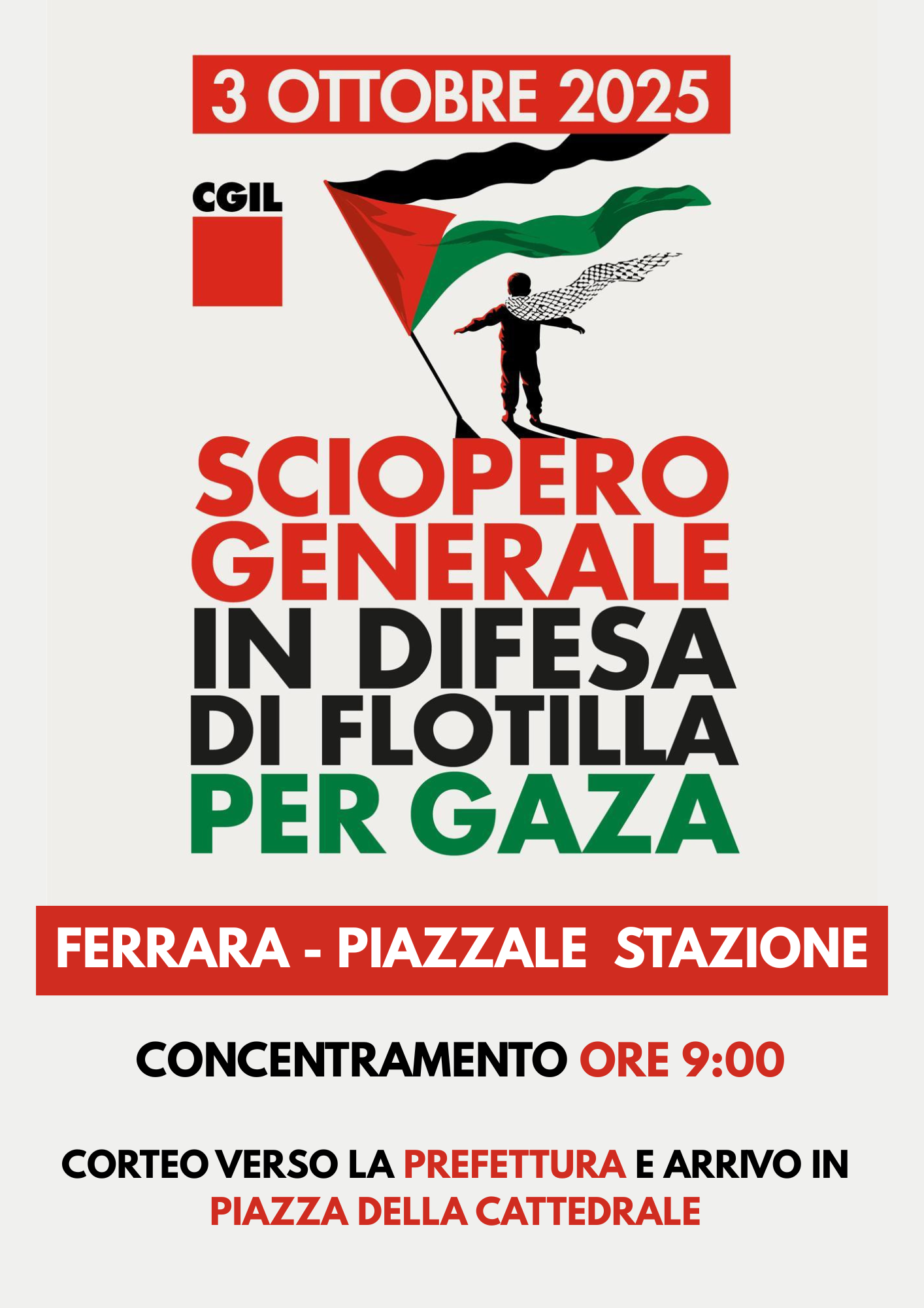 SCIOPERO GENERALE CGIL IN DIFESA DI FLOTILLA PER GAZA VENERDI’ 3 OTTOBRE 2025